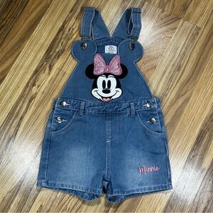 Disney 100 Primary Overalls Jeans Shortall Minnie Mouse Size 6-7 Girls Primark